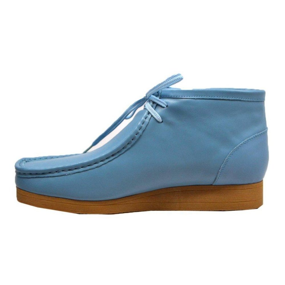British Walkers New Castle Wallabee Style Boots Men's Sky Blue Leather - Picture 3 of 6